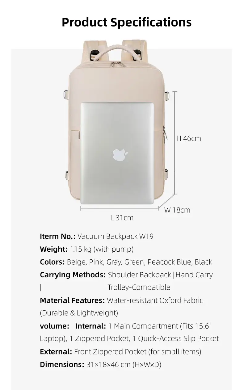 Custom Multi-function Business Bag Wholesale - Vacuum Compression & Shoe Compartment, 600D Nylon OEM Travel Backpack - Image 4