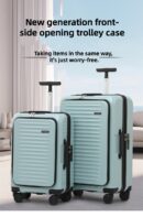 Front opening quick access compartment on a modern trolley suitcase