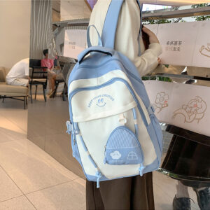 Wholesale custom waterproof nylon backpack in use, showing multi-compartment design and ergonomic straps